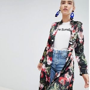 Boohoo Floral Print Maxi Shirt Dress / Kimono / Duster